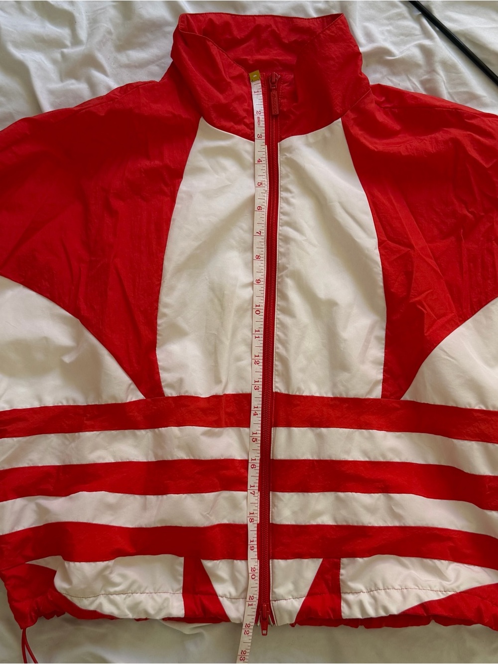 adidas Red and White Striped Windbreaker Jacket - Picture 7 of 9